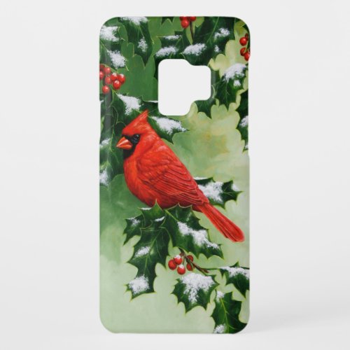 Male Northern Cardinal and Holly Case_Mate Samsung Galaxy S9 Case