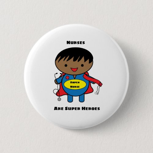 Male Nurse African American Black Hero Personalize Button