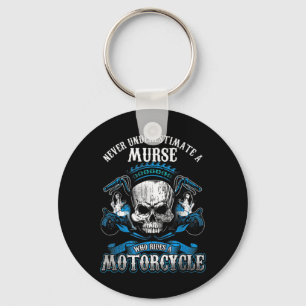Male Nurse Biker Shirt Never Underestimate Murse M Keychain