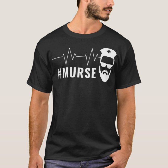 Male Nurse Gifts Heartbeat Murse Gifts RN LPN CNA  T-Shirt (Front)