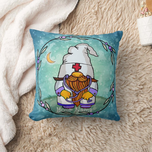 Male nurse gnome  throw pillow (Blanket)