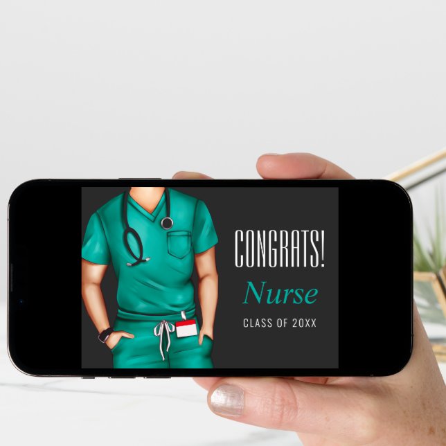 Male Nurse Graduation Congratulations Card (Front Digital)