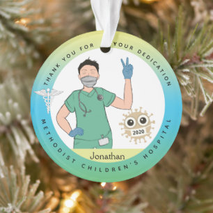 Male Nurse, Hospital Christmas Ornament