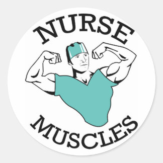 Male Nurse Muscles logo Classic Round Sticker