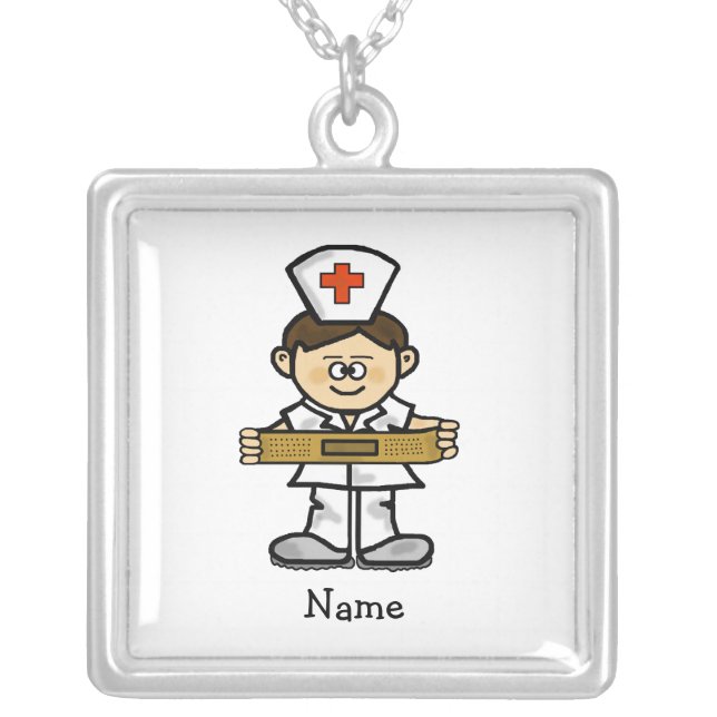 Male Nurse Necklace  Customize With Name (Front)