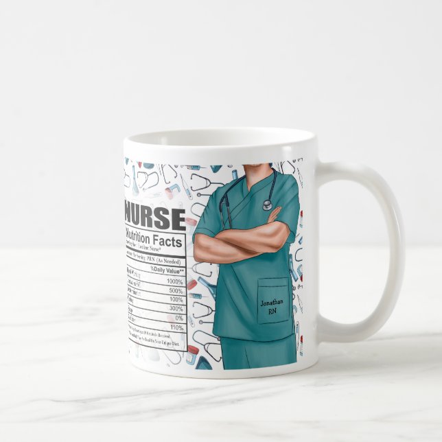 Male Nurse Nutrition  Personalized  Coffee Mug (Right)