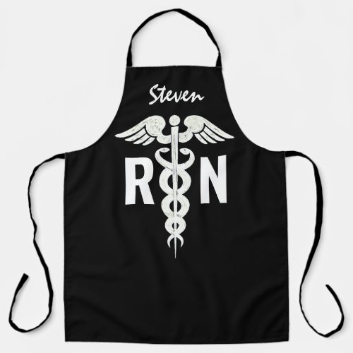 Male Nurse RN Black And White Personalized Apron