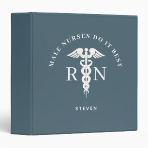 Male Nurse RN Blue Medical Personalized 3 Ring Binder