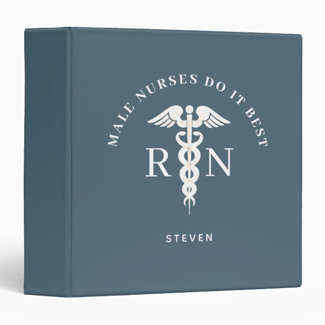 Male Nurse RN Blue Medical Personalized 3 Ring Binder (Front/Spine)