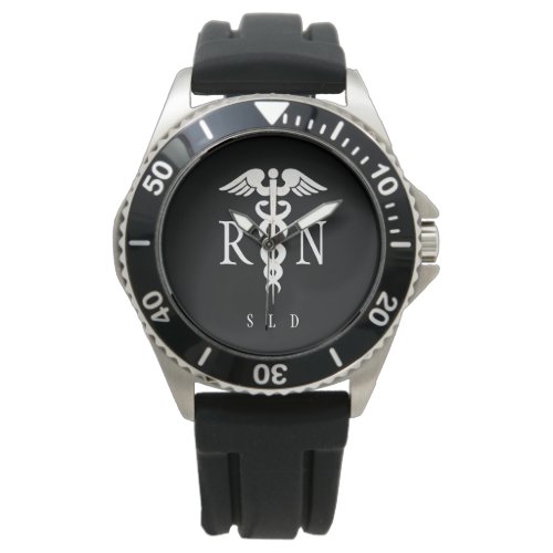 Male Nurse RN Monogram Second Hand Black Watch