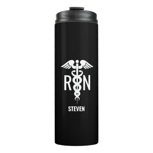 Male Nurse RN Murse Black White Personalized Thermal Tumbler