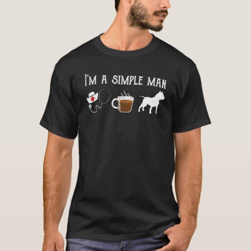Male Nurse Tea Coffee Pitbull Pittie Dog Dad T-Shirt