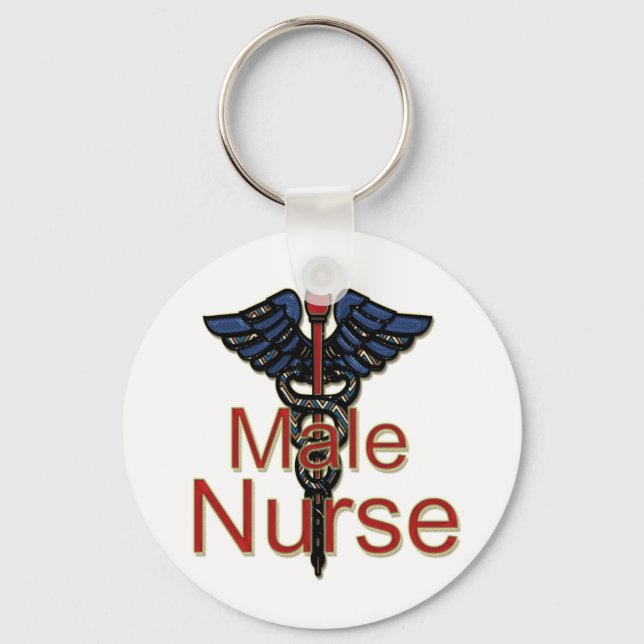 Male Nurse with Caduceus Keychain (Front)