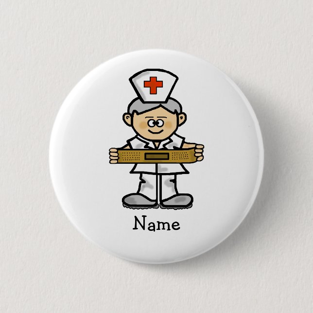 Male Nurse with Grey Hair Button  Customize It! (Front)