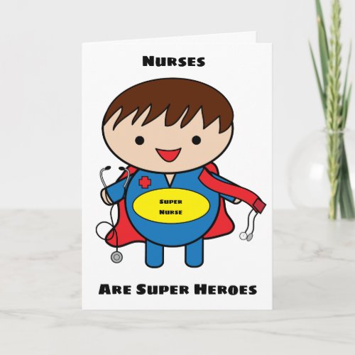 Male Nurses Super Hero Kawaii Personalize Card