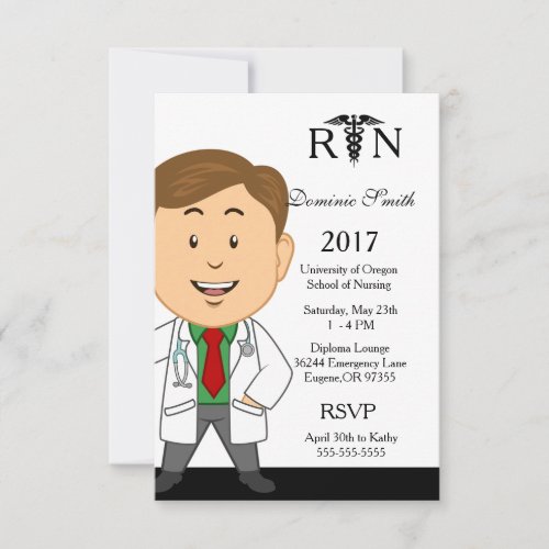 Male Nursing School Graduation Invitation