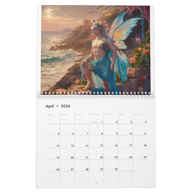 Male Ocean Fairies Calendar (Apr 2026)