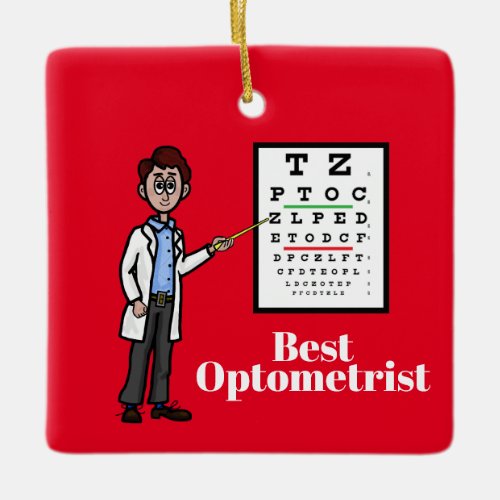 Male Optometrist with Eye Chart Ornament
