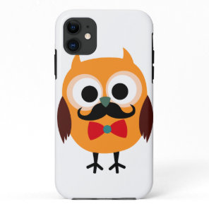 Male Owl with Black Mustache iPhone 11 Case