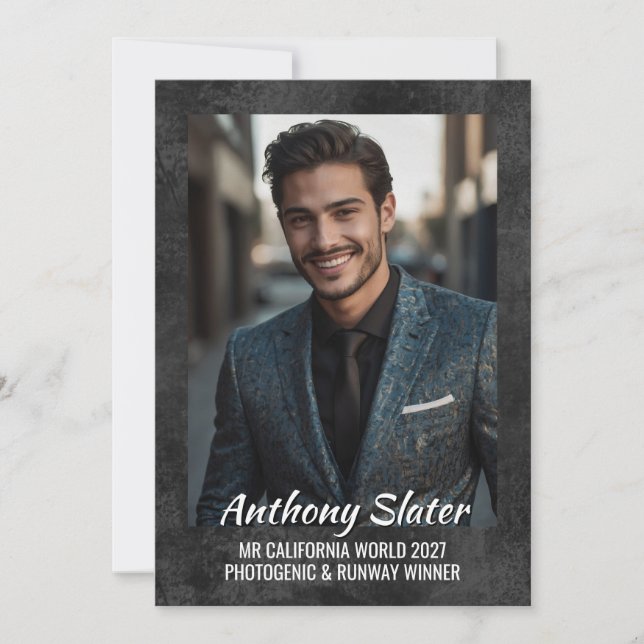 Male Pageant Autograph Cards - Modern Border (Front)