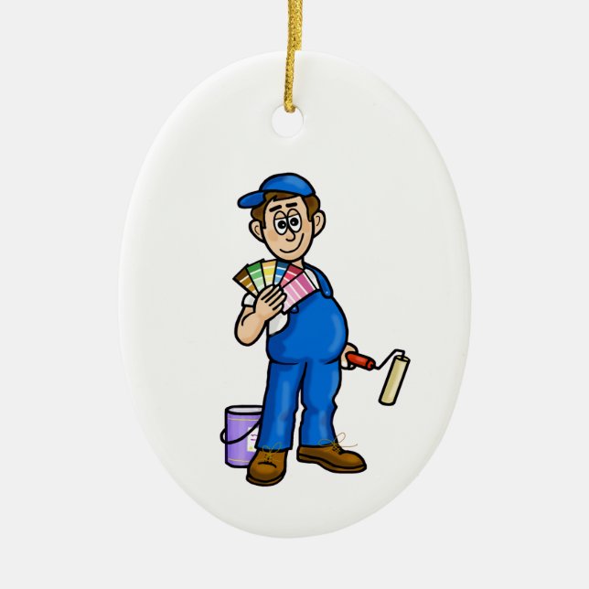 Male Painter with Sample Color Cards Ornament (Front)