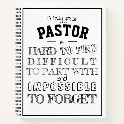 Male Pastor Appreciation Thank you Gift Notebook