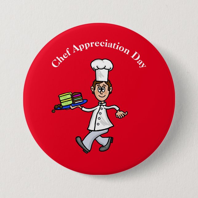 Male Pastry Chef or Baker Button (Front)