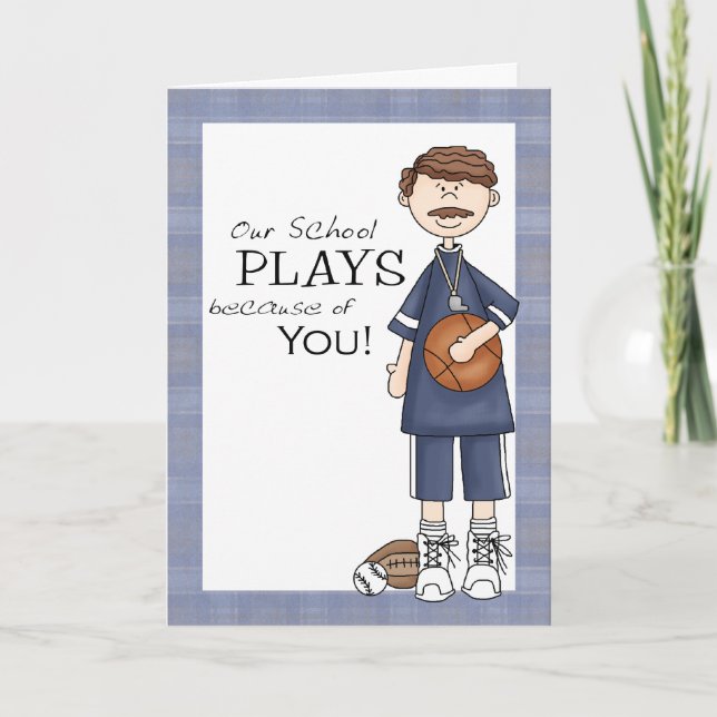 Male PE Teacher Appreciation Thank You Card (Front)