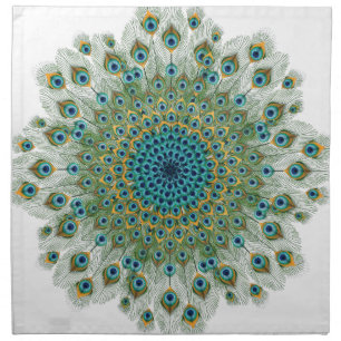 Male Peacock Colorful Mandala Cloth Napkin