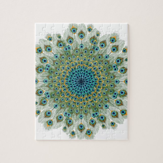 Male Peacock Colorful Mandala Jigsaw Puzzle (Vertical)