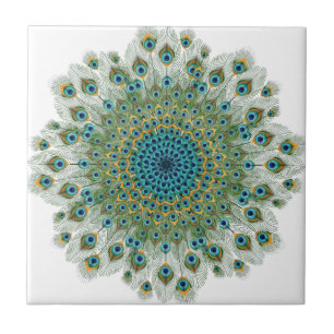 Male Peacock Colorful Mandala Tile