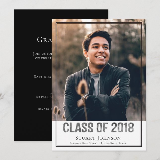 Male Photo Graduation Announcement Invitation (Front/Back)