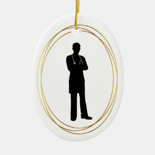 Male Physician Silhouette Christmas Ornament