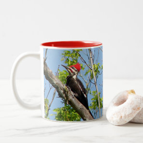 Male Pileated Woodpecker Two-Tone Coffee Mug
