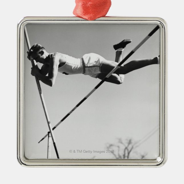 Male Pole Vaulter Metal Ornament (Front)
