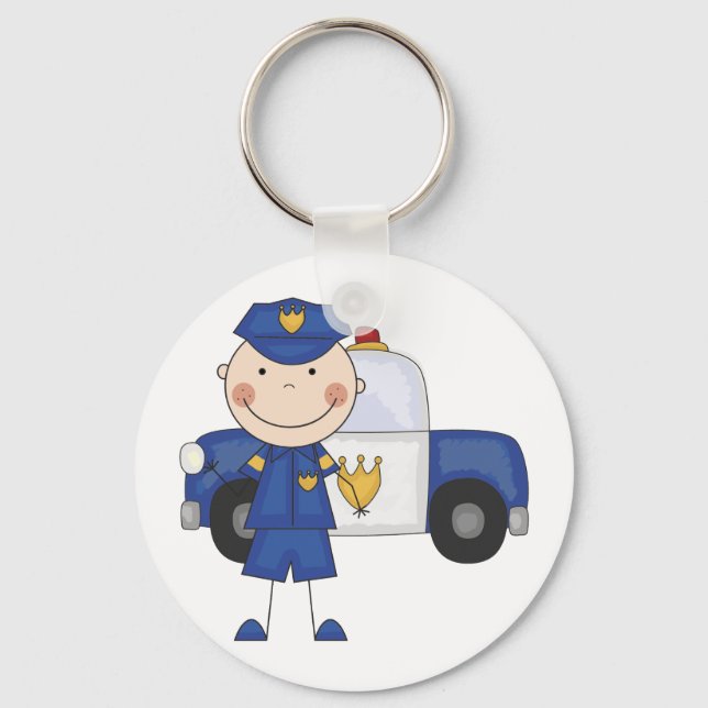 Male Police Officer Tshirts and Gifts Keychain (Front)