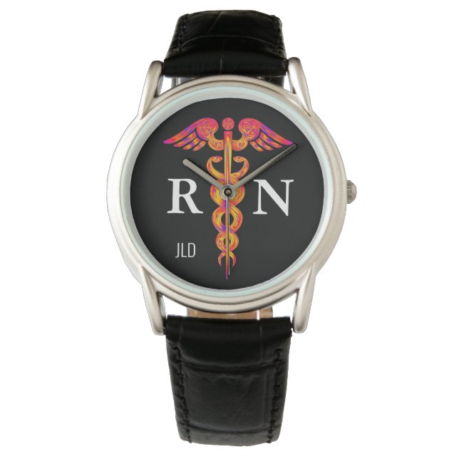 Male Registered Nurse Colorful Caduceus Symbol Watch (Front)