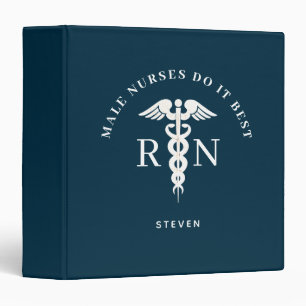 Male Registered Nurse Medical Blue Personalized 3 Ring Binder