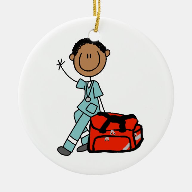 Male Respiratory Therapist or EMT Ceramic Ornament (Front)