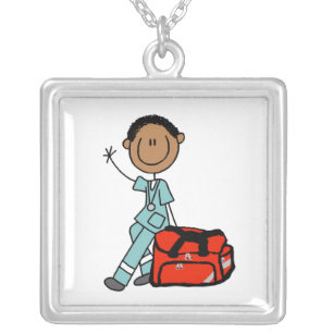 Male Respiratory Therapist or EMT Silver Plated Necklace