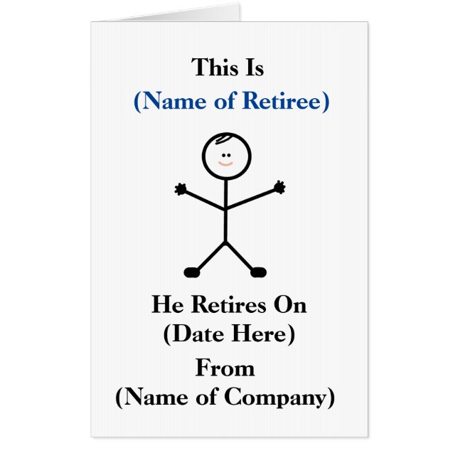 Male Retirement Stickmen Big Card  Customize It! (Front)