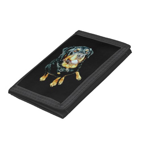 Male Rottweiler Photo Portrait Trifold Wallet