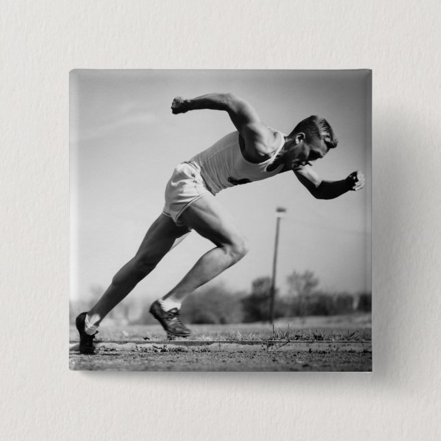 Male Runner Pinback Button (Front)