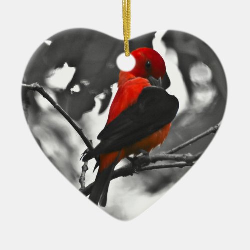 Male Scarlet Tanager Ceramic Ornament