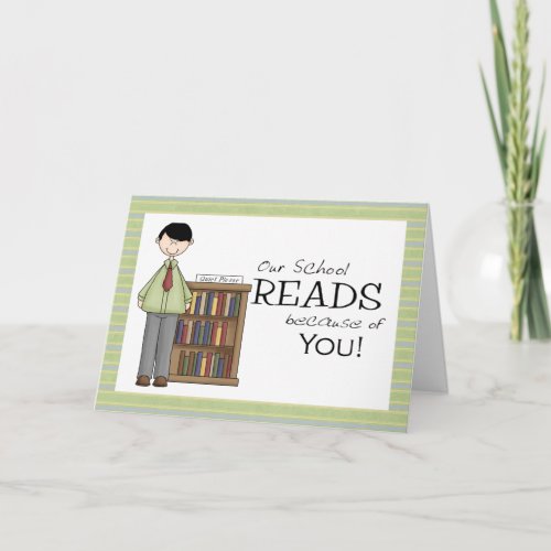 Male School Librarian Thank You Card