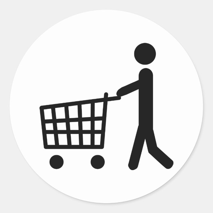male shopping logo round sticker