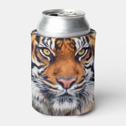 Male Siberian Tiger Paint Photograph Can Cooler