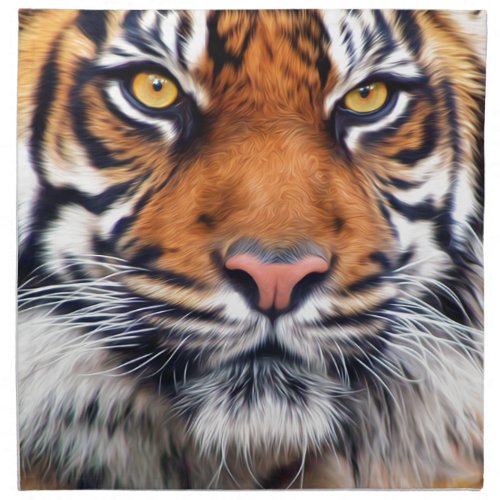 Male Siberian Tiger Paint Photograph Cloth Napkin