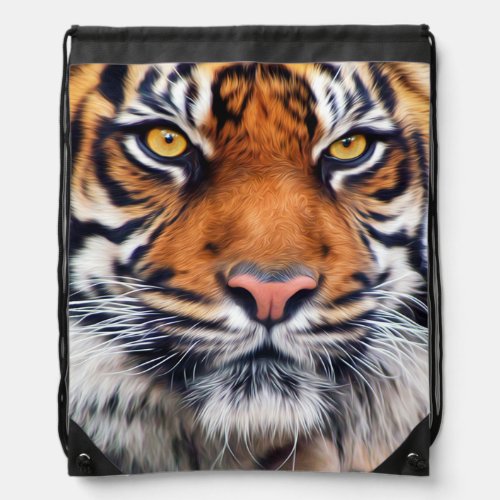 Male Siberian Tiger Paint Photograph Drawstring Bag