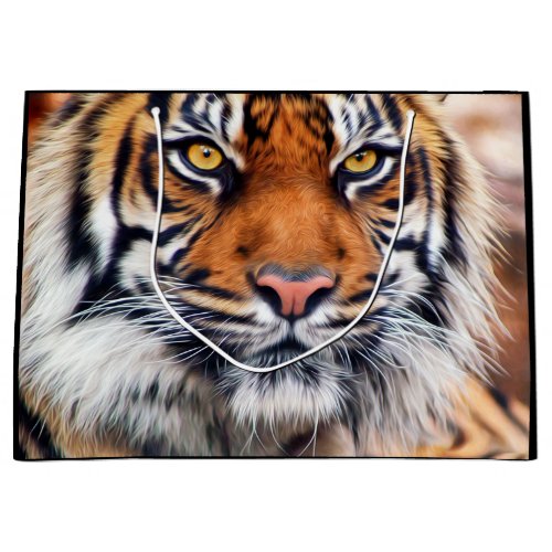 Male Siberian Tiger Paint Photograph Large Gift Bag